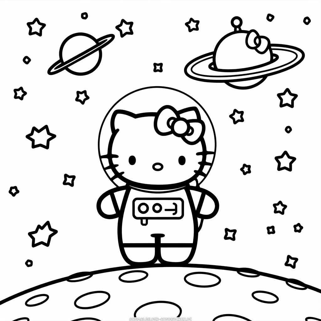 ausmalbild astronaut hello kitty