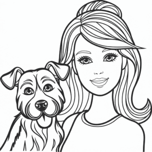 Ausmalbild Barbie und ihr Hund