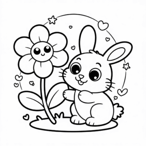 Ausmalbild Blume und Hase