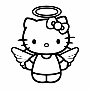 Ausmalbild Engel Hello Kitty