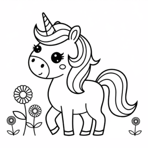 Ausmalbild Niedliches Einhorn