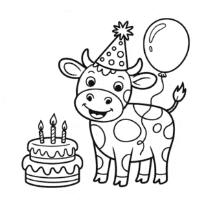 Ausmalbild Alles Gute zum Geburtstag Kuh