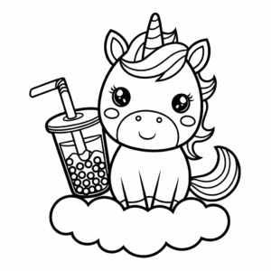 Ausmalbild Boba Einhorn