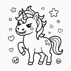 Ausmalbild Böses Einhorn