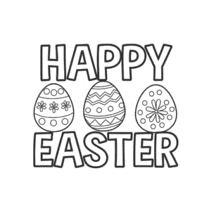 Ausmalbild Frohe Ostern und Eier