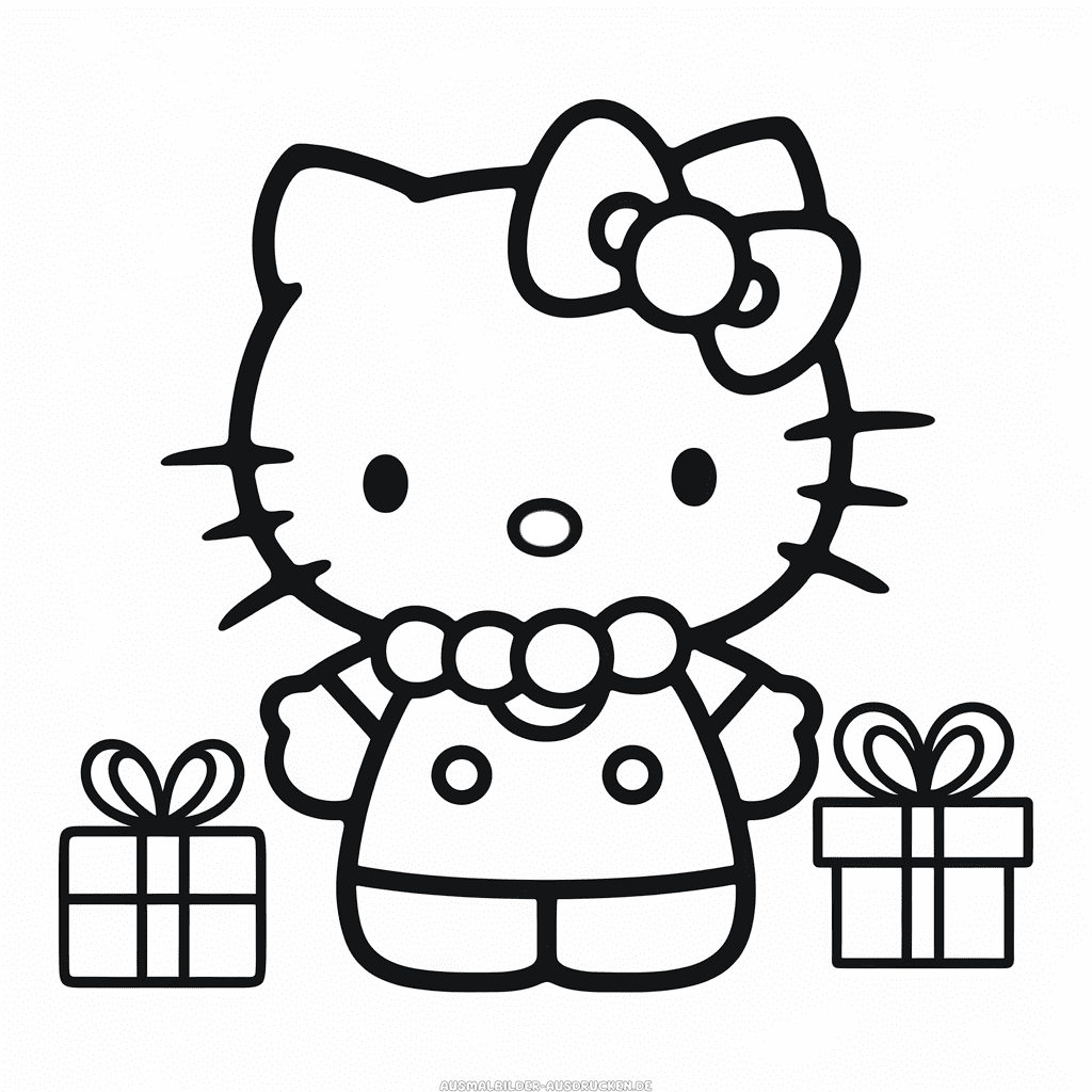 Ausmalbild Hello Kitty Weihnachten