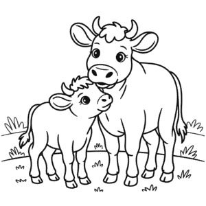 Ausmalbild Kuh und Kalb