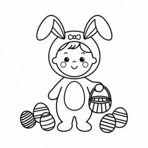 Ausmalbild Osterhase Kostüm