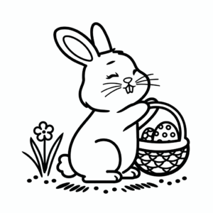 Ausmalbild Osterhase sammelt Eier