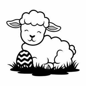 Ausmalbild Osterlamm schläft