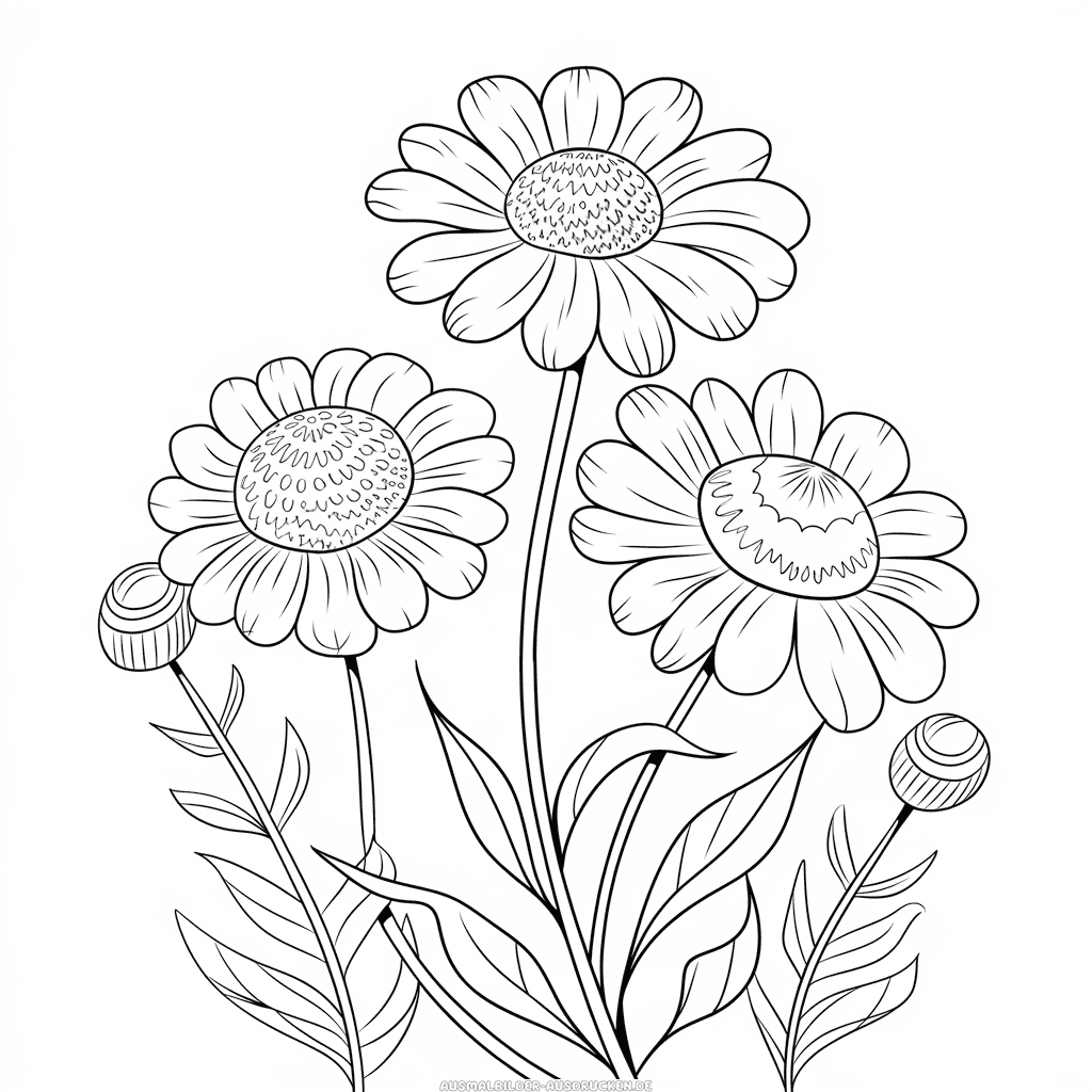 Ausmalbild Skabiose Blume