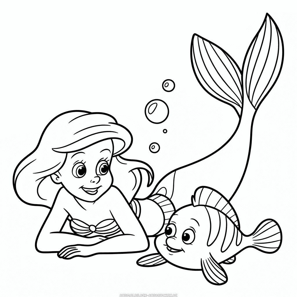 Ausmalbild Arielle und Fabius