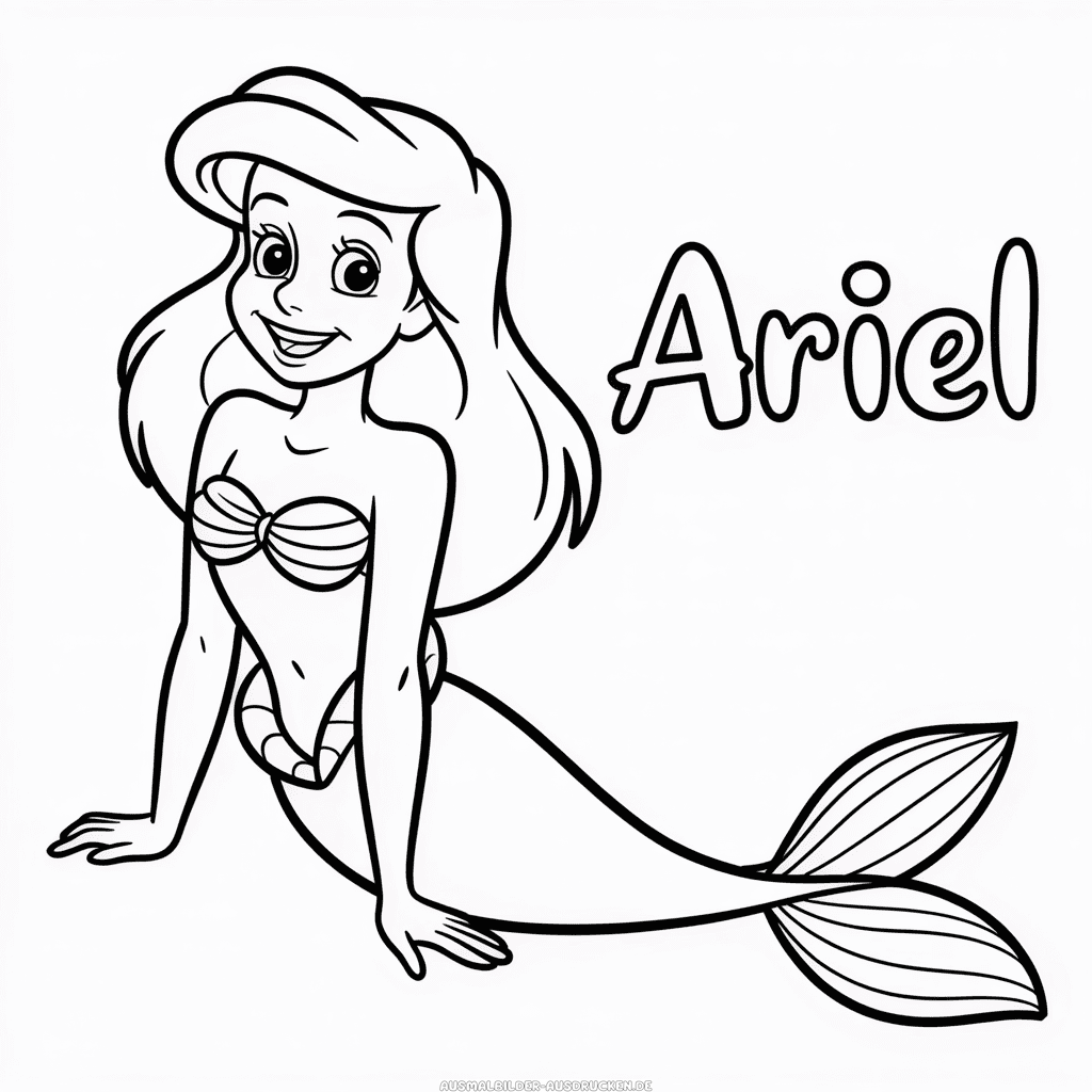 Ausmalbild Arielle Cartoon