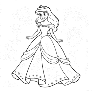Ausmalbild Arielle Kleid