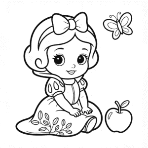 Ausmalbild Baby Chibi Schneewittchen