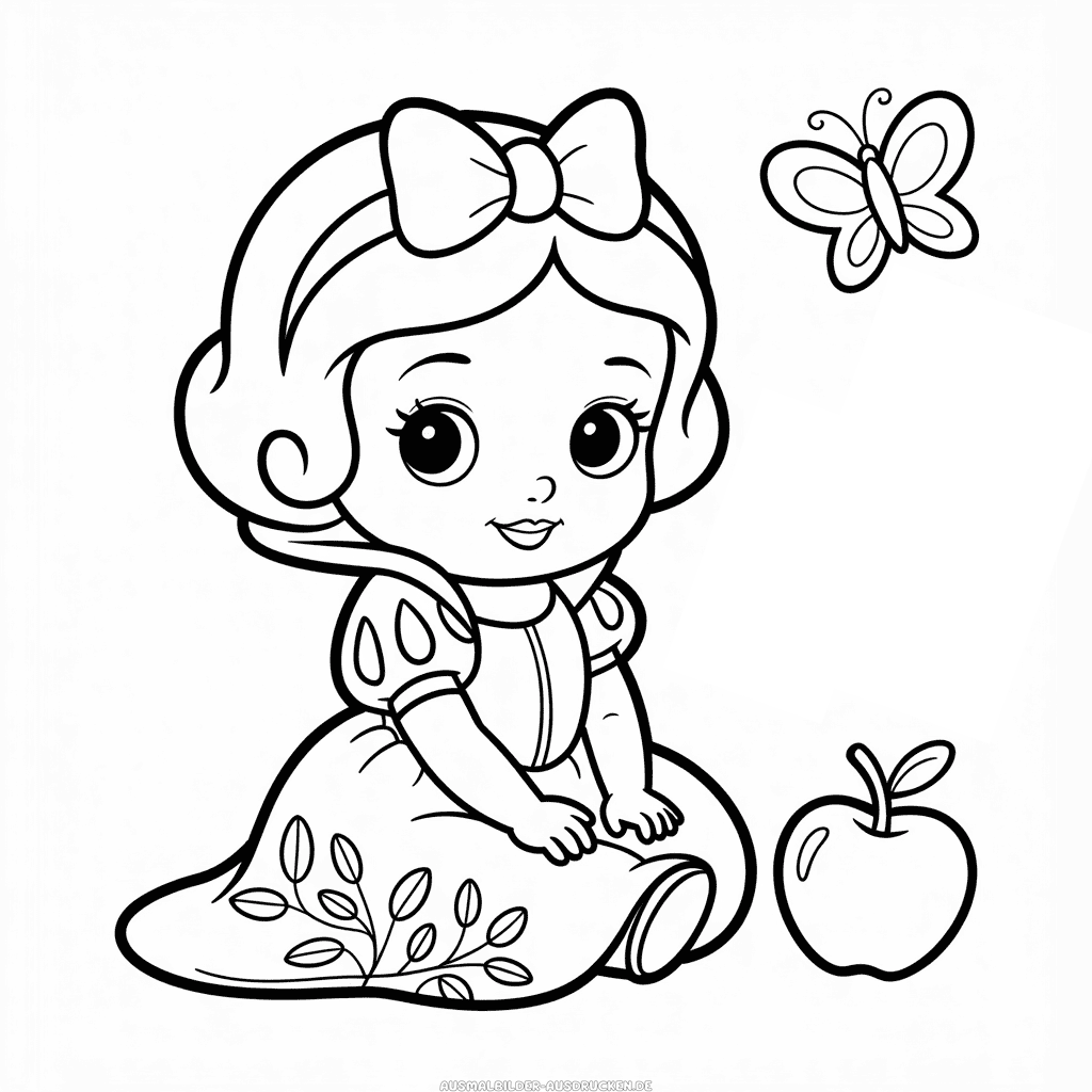 Ausmalbild Baby Chibi Schneewittchen