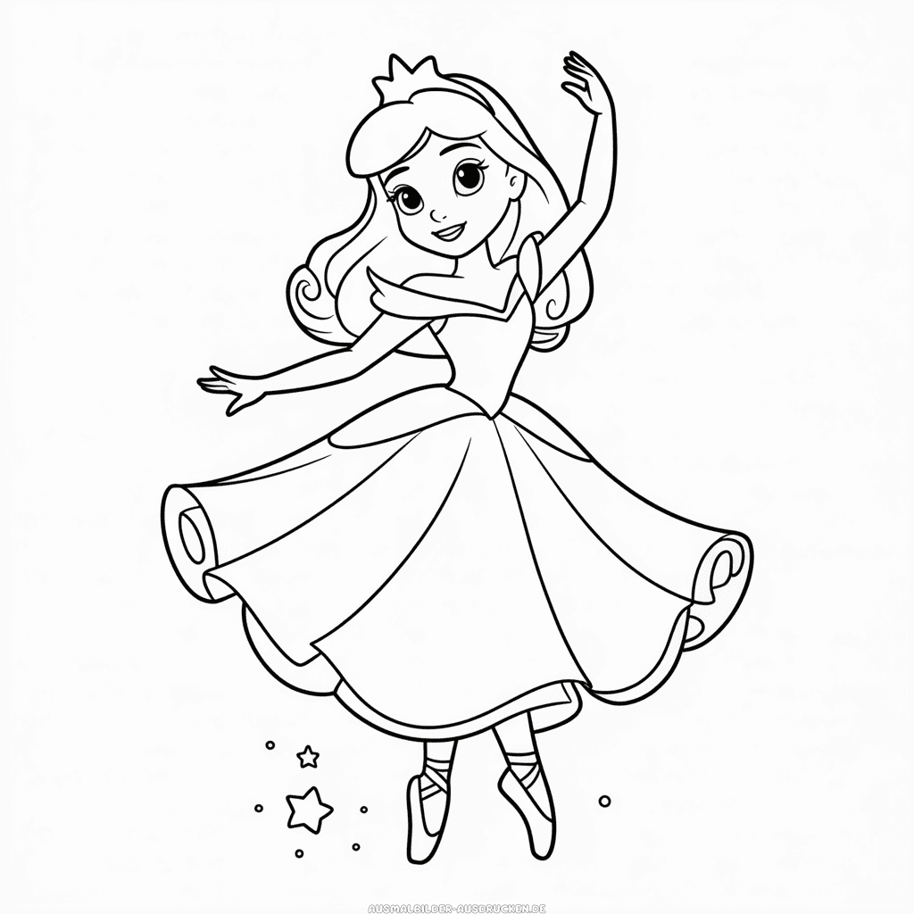 Ausmalbild Ballerina Disney Prinzessin