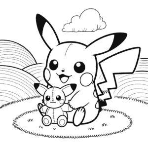 Ausmalbild Chibi Pikachu