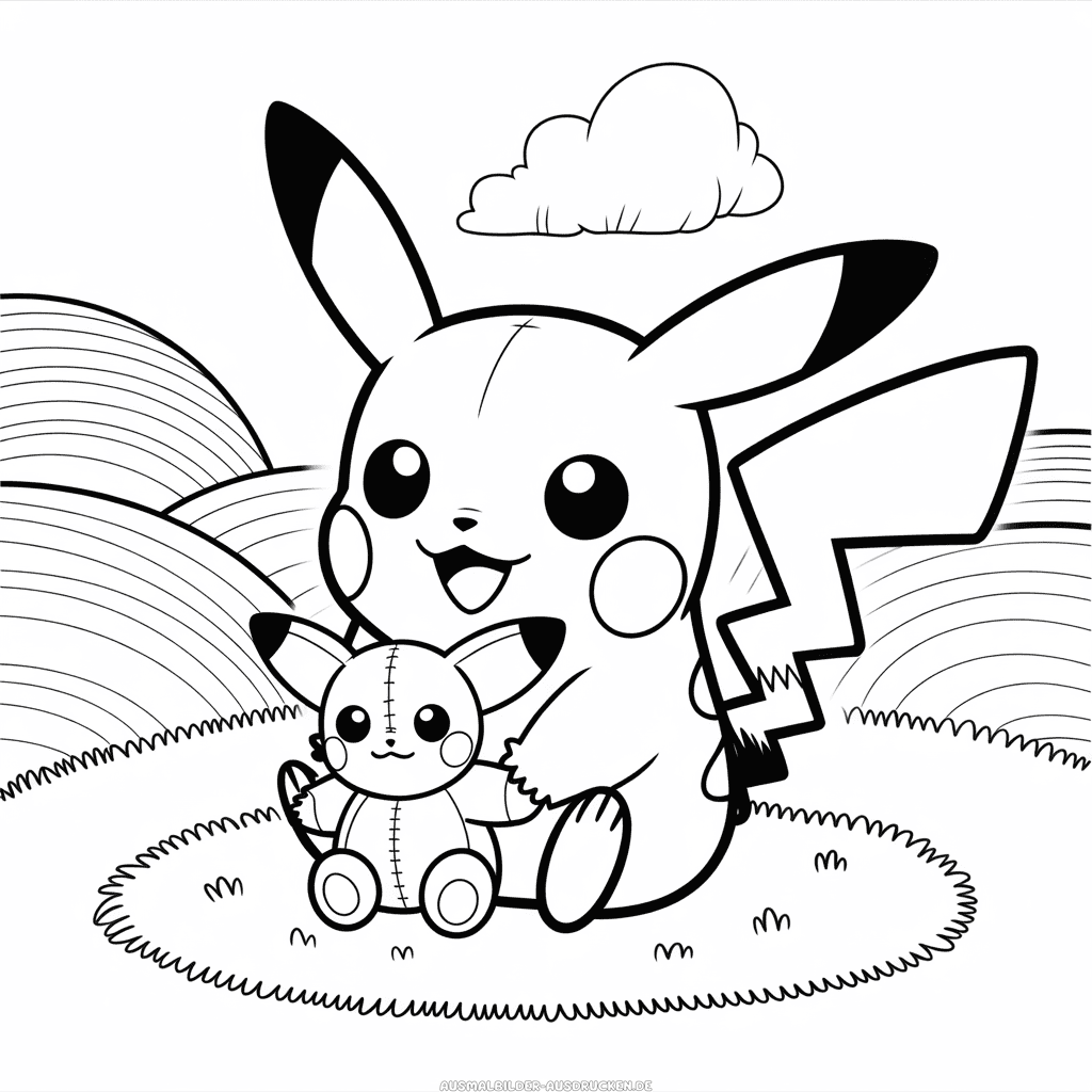Ausmalbild Chibi Pikachu