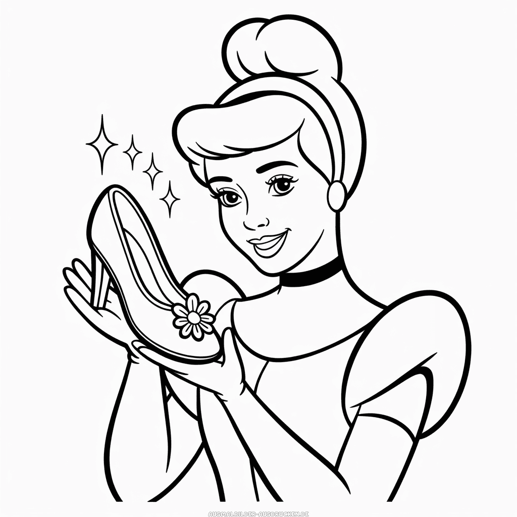 Ausmalbild Cinderella Glas Slipper