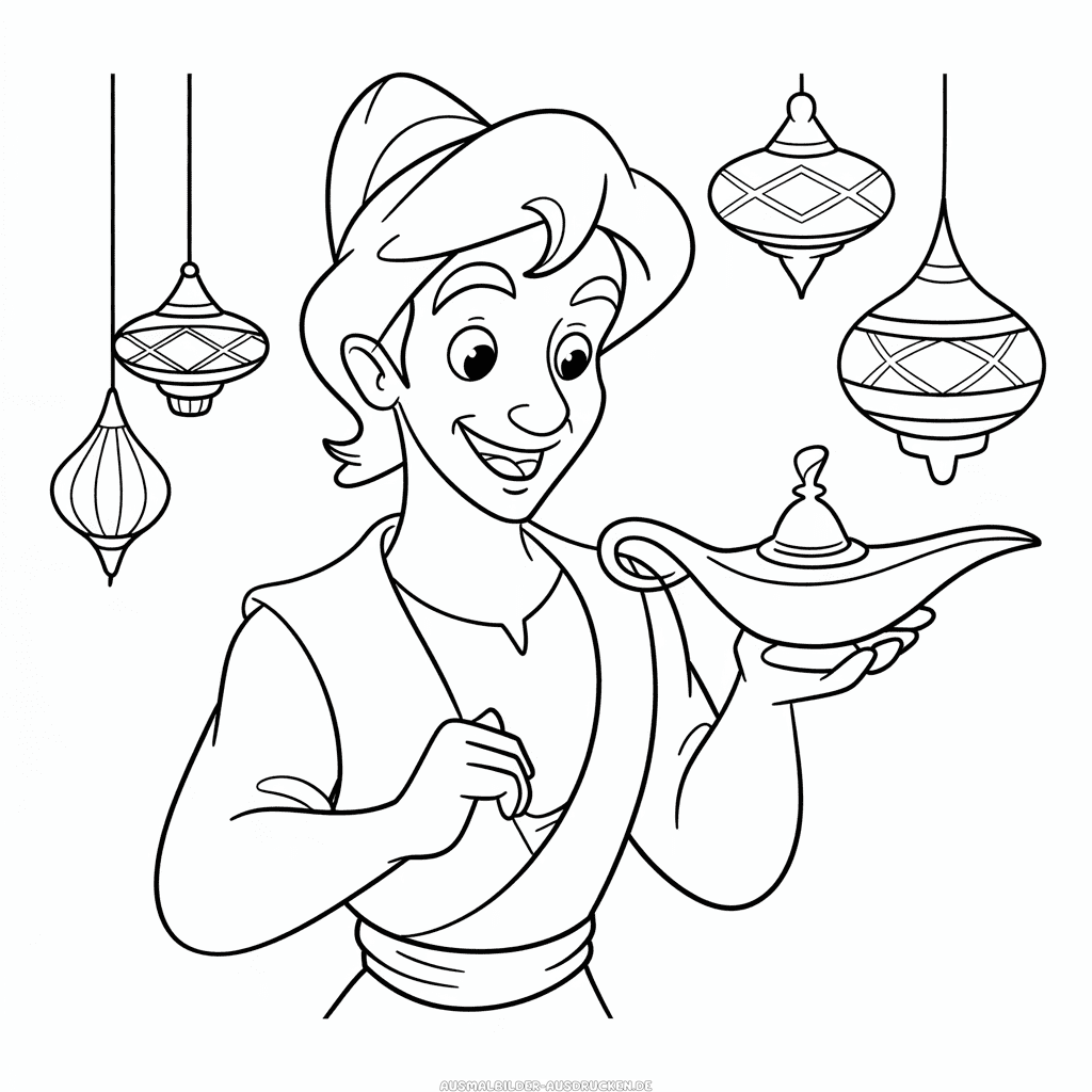Ausmalbild Disney Aladdin Zeichentrickfilm