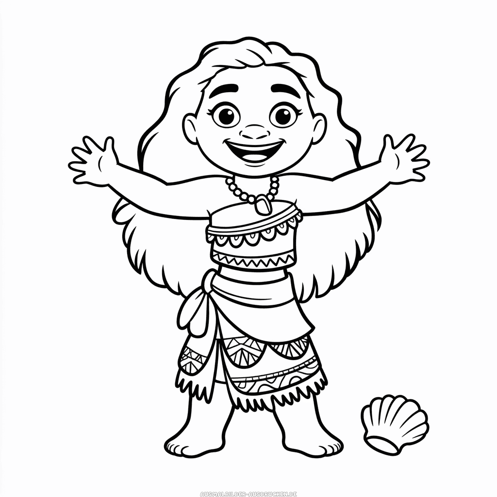 Ausmalbild Einfache Vaiana