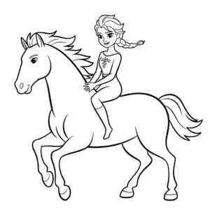 Ausmalbild Elsa und das Pferd