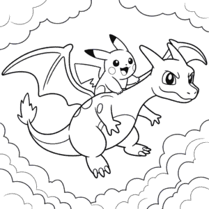 Ausmalbild Glurak und Pikachu
