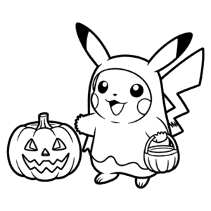Ausmalbild Halloween Pikachu