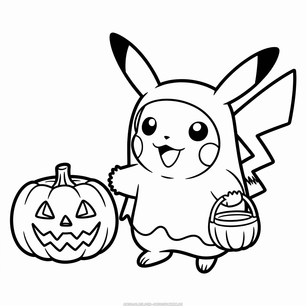 Ausmalbild Halloween Pikachu