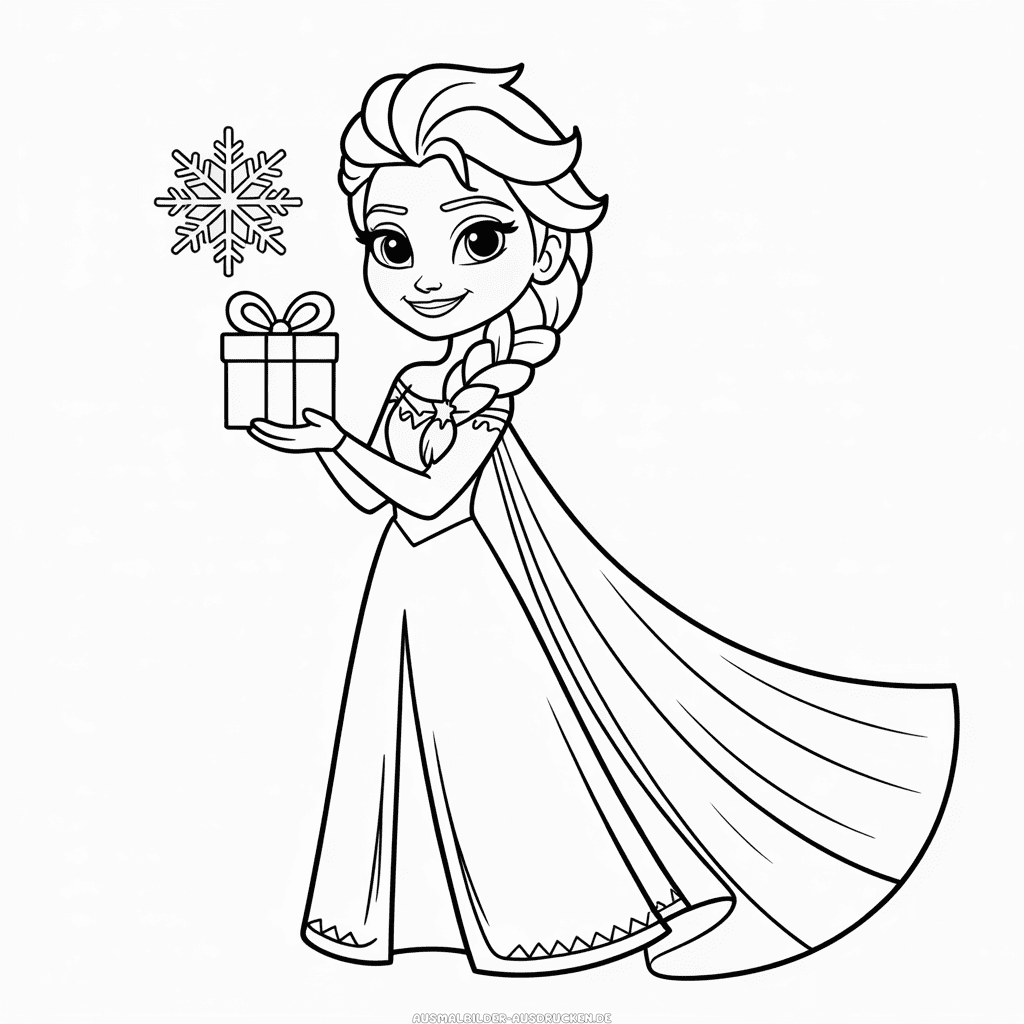 Ausmalbild Weihnachts-Elsa