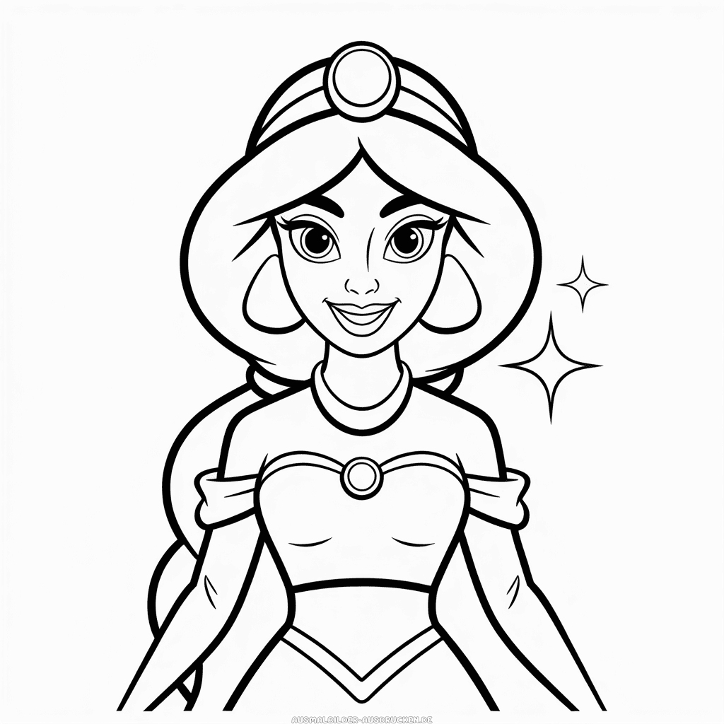 Ausmalbild Disney Prinzessin Jasmin