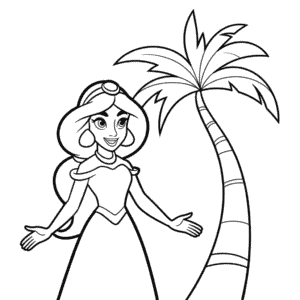 Ausmalbild Einfache Prinzessin Jasmin
