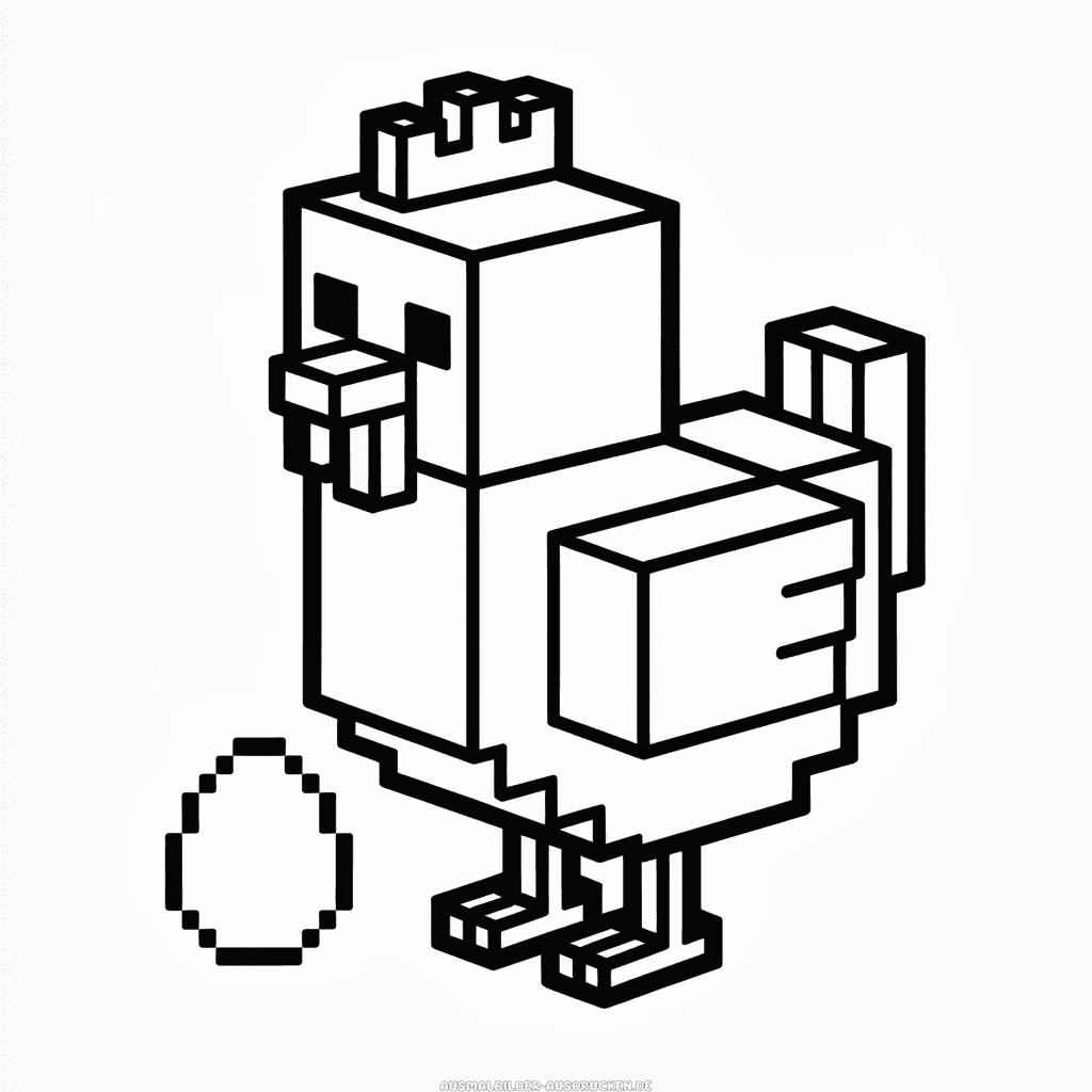 Ausmalbild Minecraft Huhn