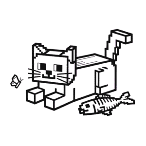 Ausmalbild Minecraft Katze