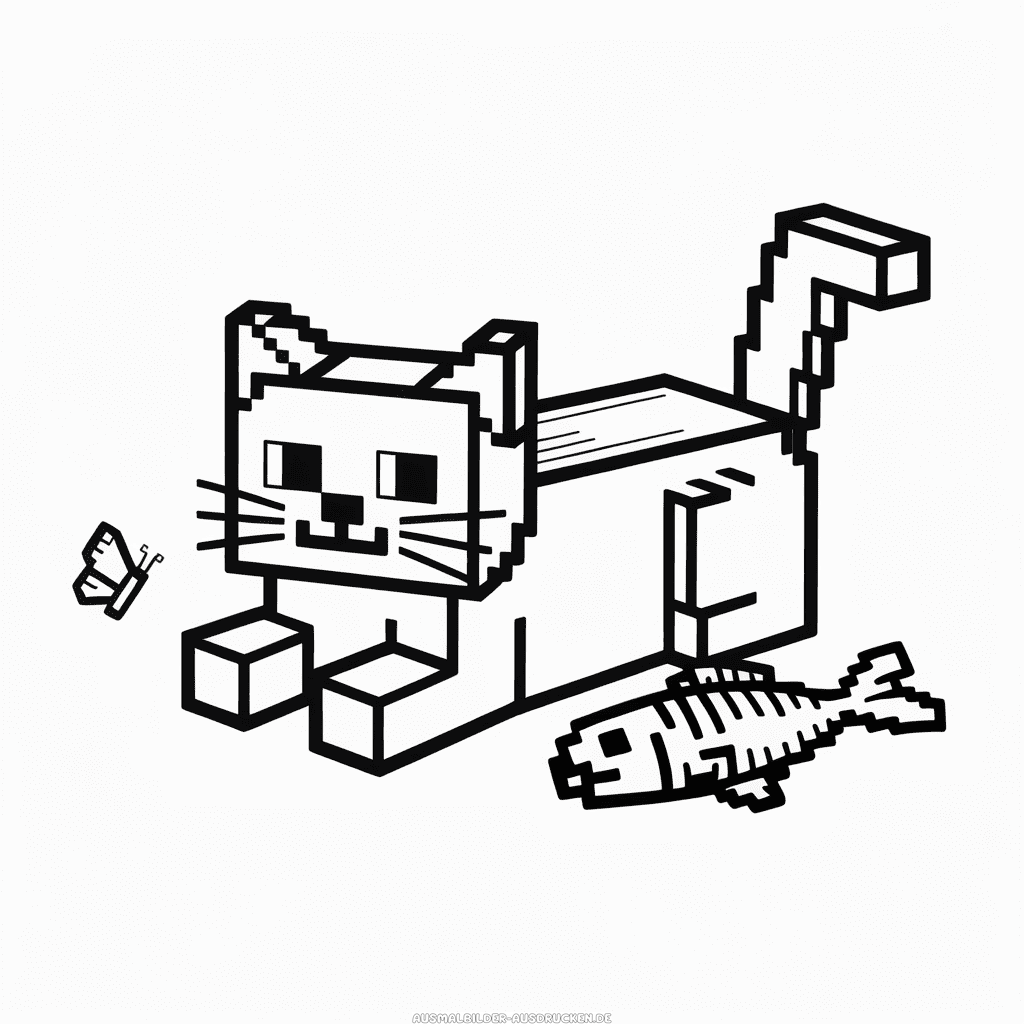 Ausmalbild Minecraft Katze