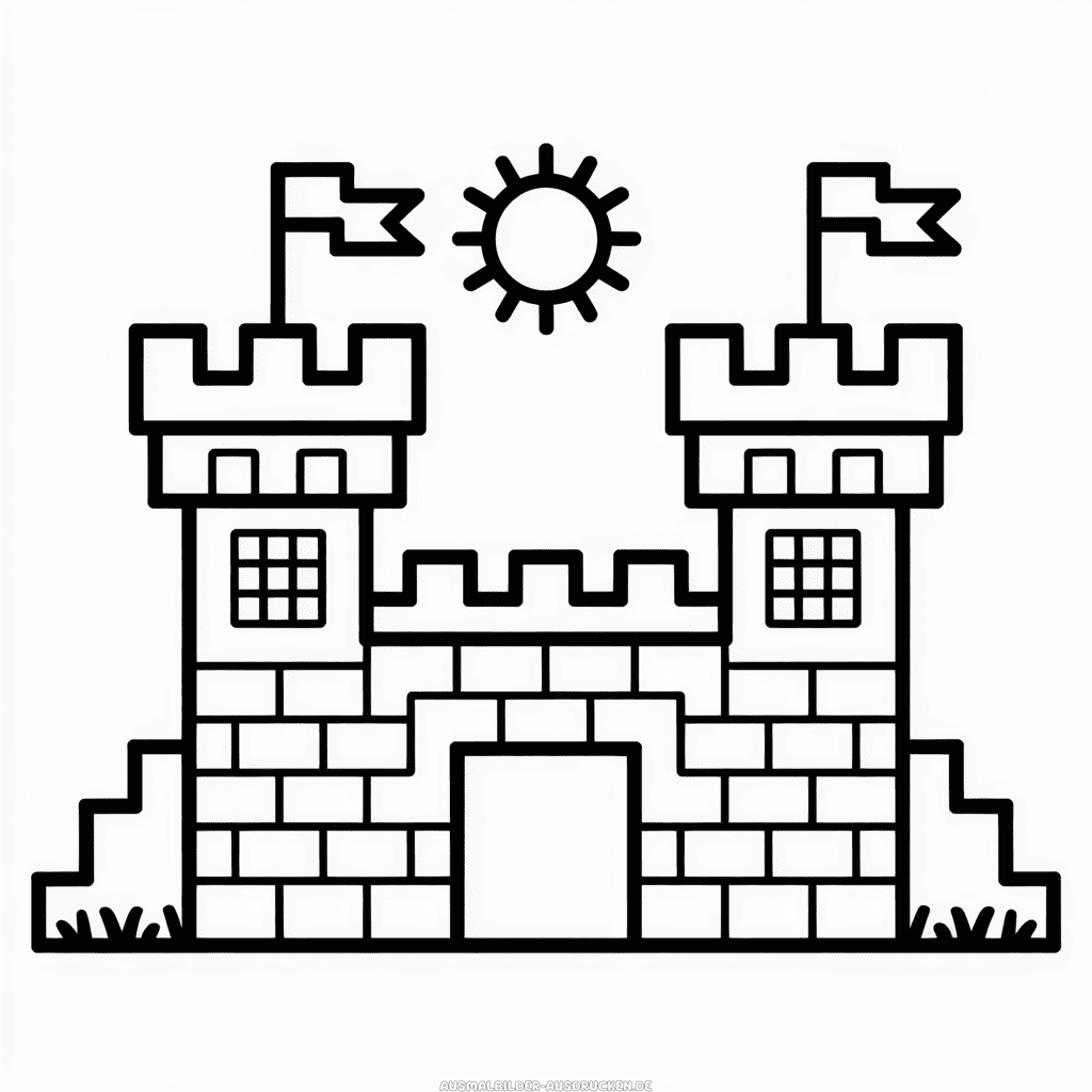 Ausmalbild Minecraft Schloss