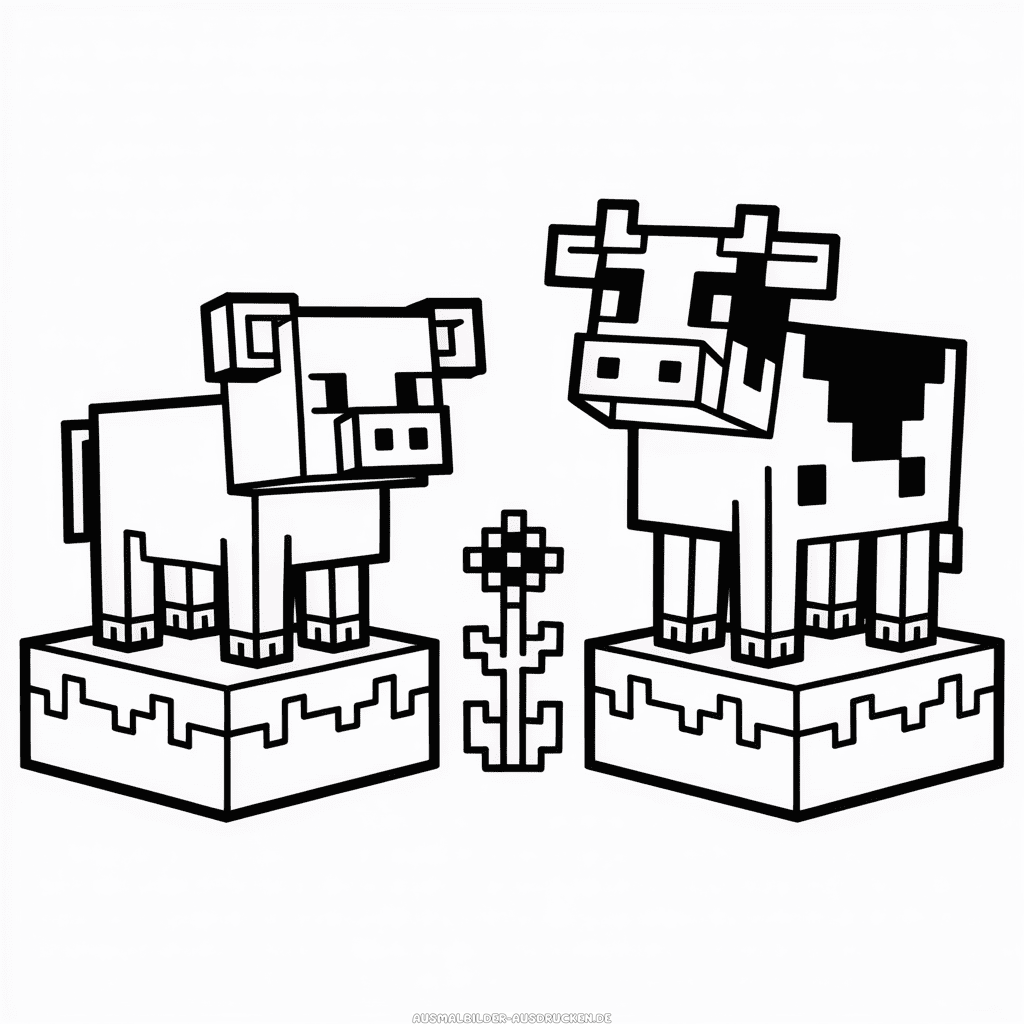 Ausmalbild Minecraft Tiere
