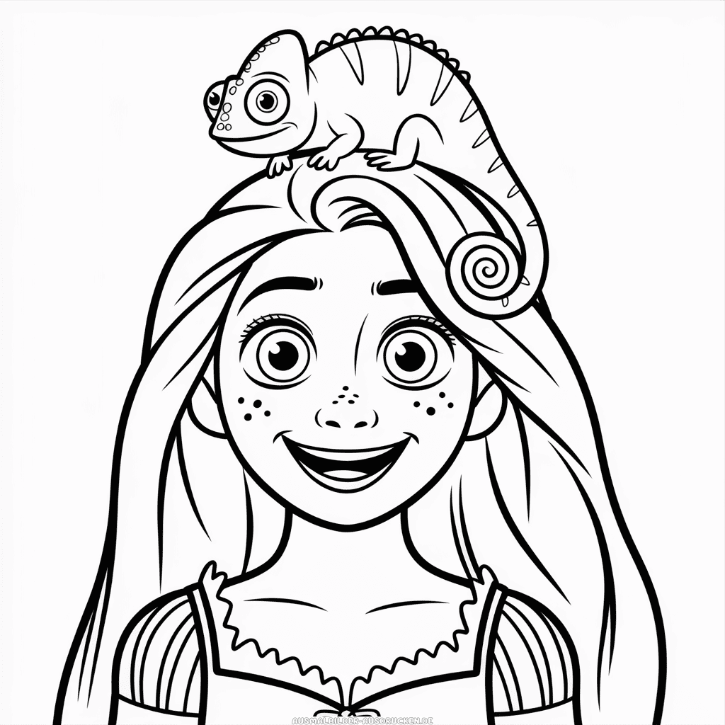 Ausmalbild Rapunzel und Pascal
