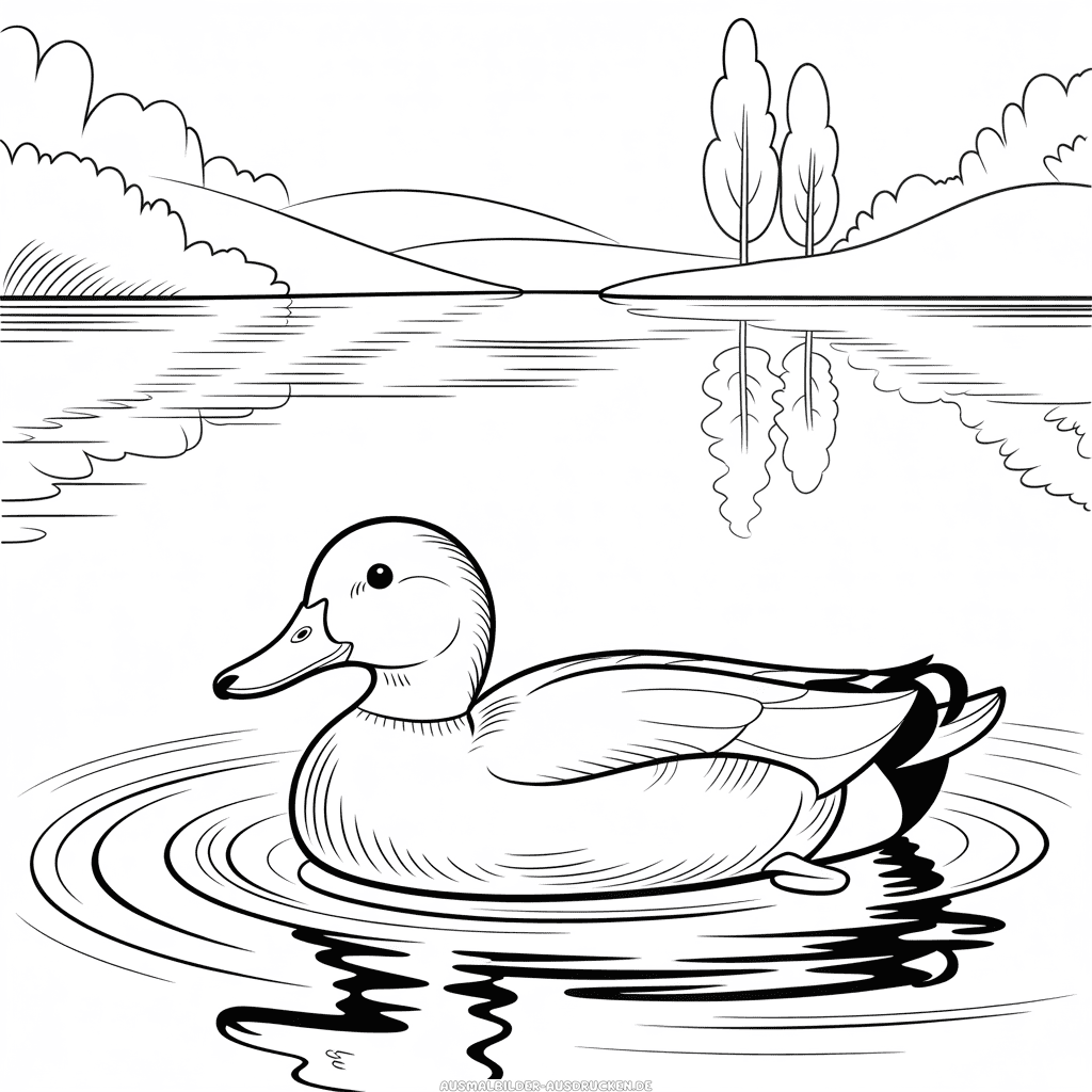 Ausmalbild Realistische Ente