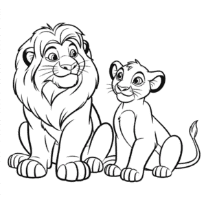 Ausmalbild Simba und Nala aus Der König der Löwen