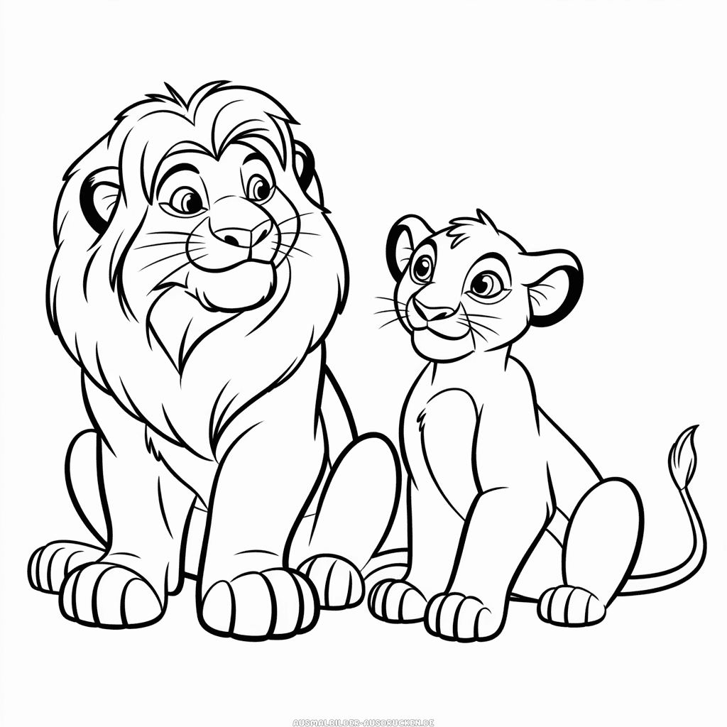 Ausmalbild Simba und Nala aus Der König der Löwen