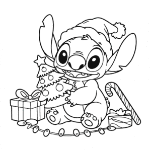 Ausmalbild Disney Weihnachts-Stitch