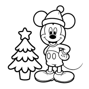 Ausmalbild Weihnachts-Micky Maus