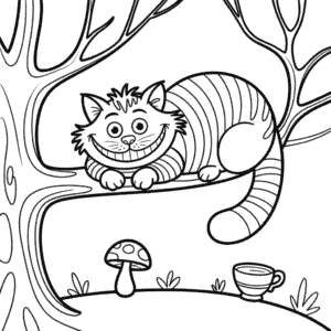 Ausmalbild Alice im Wunderland Katze