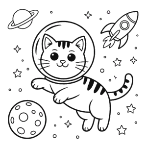 Ausmalbild Astronautenkatze