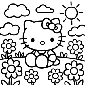 Ausmalbild Ausdruckbare Hello Kitty