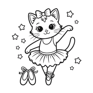 Ausmalbild Ballerina Katze