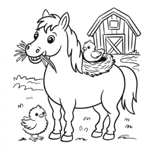 Ausmalbild Bauernhofpferd