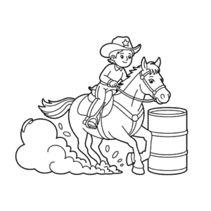 Ausmalbild Fassreiter und Pferd